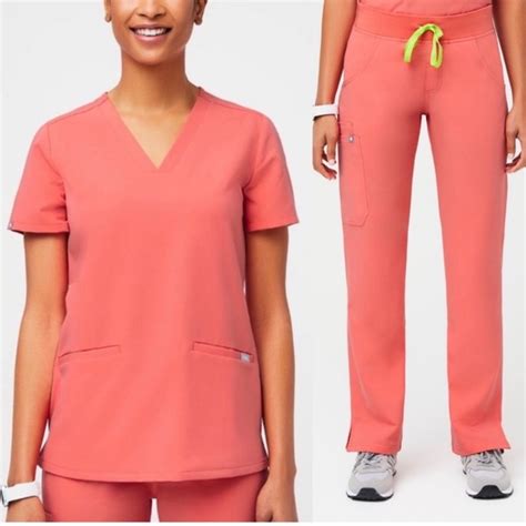 Figs Pants And Jumpsuits Figs Hot Coral Scrubs 2pc Set Xxs Catarina