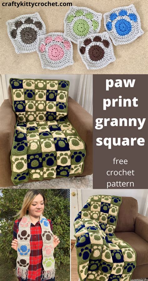 Paw Print Granny Square Crochet Pattern Artofit