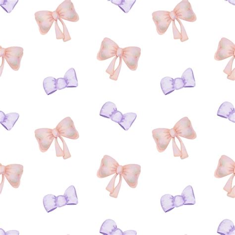 Premium Vector Seamless Pattern Of Watercolor Pink And Purple Bows