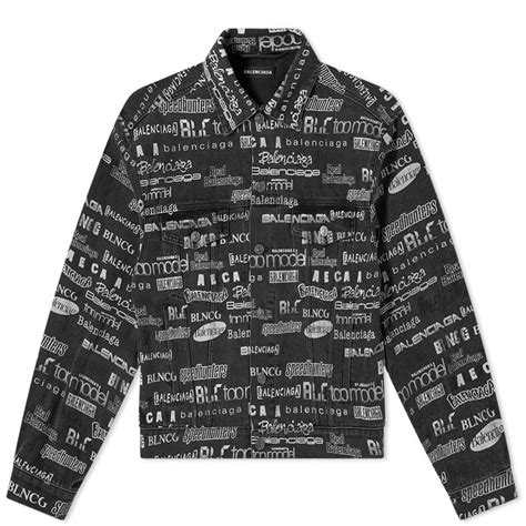 Balenciaga All Over Logo Print Denim Jacket Balenciaga