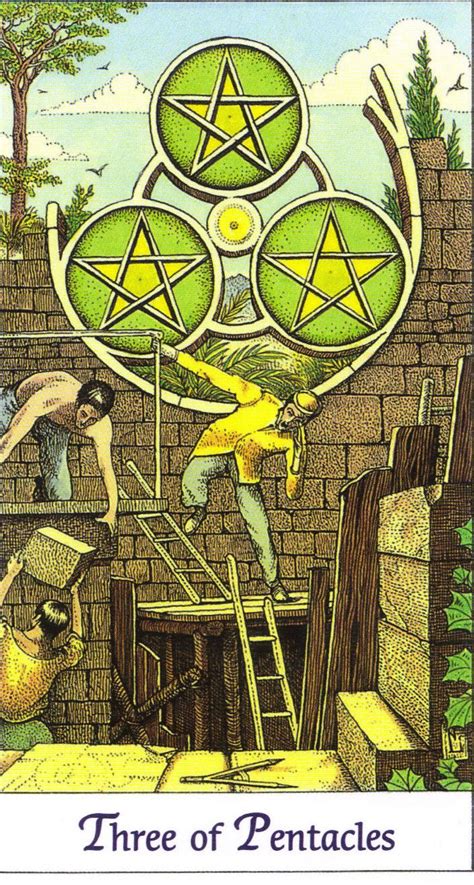 Three Of Pentacles Cosmic Tarot By Norbert L Sche Three Men Are