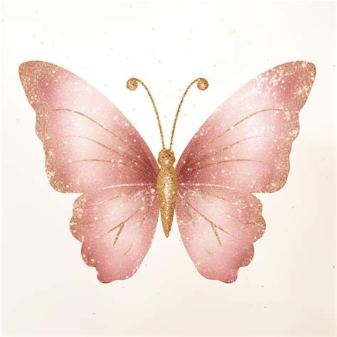 Hay Una Mariposa Rosa Con Brillos Dorados Ai Generativo Foto Premium