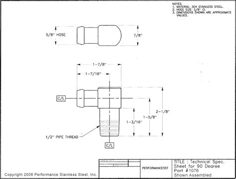 heater hose fittings deg  performance stainless steel llc