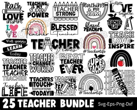 Teacher Bundle Svgteacher Svgteacher Quote Svgschool Etsy