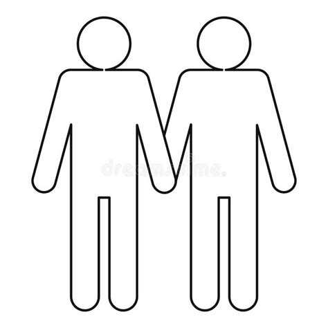 Two Men Gay Icon Outline Style Stock Illustration Illustration Of