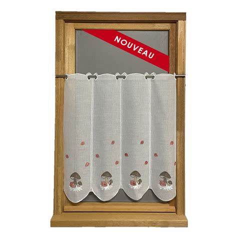 Cafe Curtain Champignons Embroidery Made In France Cafe Curtains