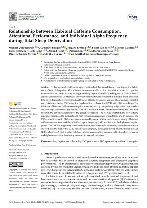 PDF Relationship Between Habitual Caffeine Consumption Attentional