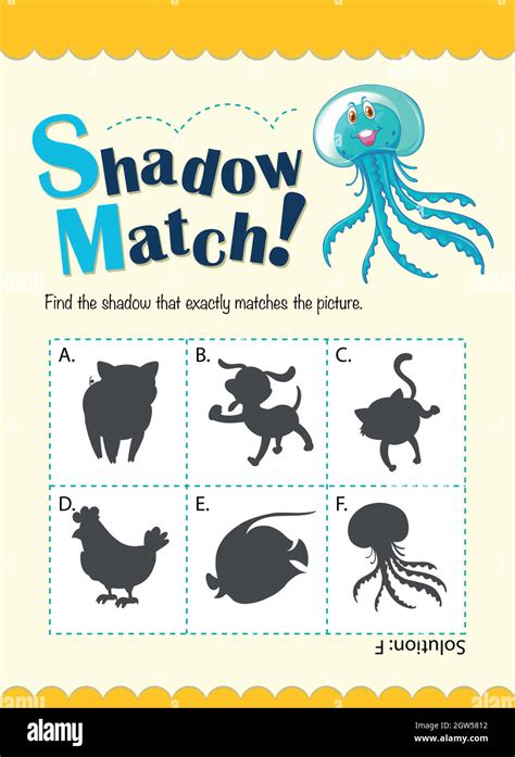 Game template with shadow matching jellyfish Stock Vector Image & Art ...
