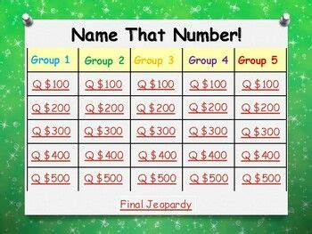 Name That Number Base Blocks Place Value Jeopardy Power Point Game