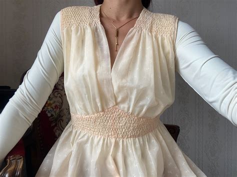 Vintage Sheer Nude Empire Nightgown Homewear Loungewear Sleepwear L Etsy