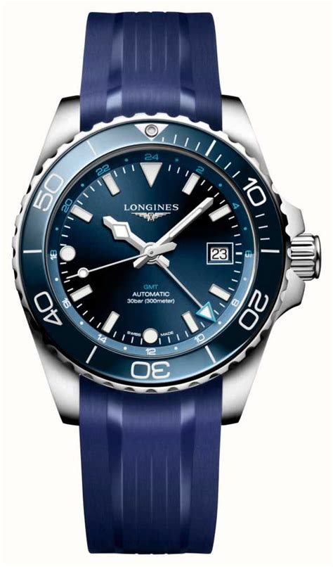 Longines Hydroconquest Gmt Mm Mostrador Azul Sunray Pulseira De