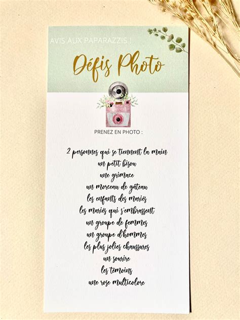 Défis photo mariage Etsy France