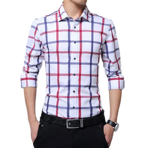 Men Plaid Shirt Long Sleeve Summer Shirt Brand Mens Check Shirts Cotton