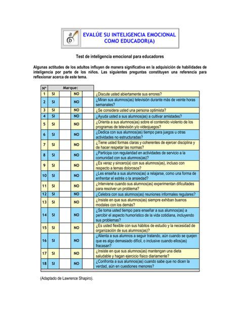 Test De Inteligencia Emocional Para Educadores