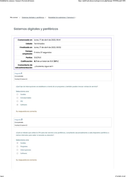 Modalidad De Ex Menes Semana Revisi N Del Intento Sistemas