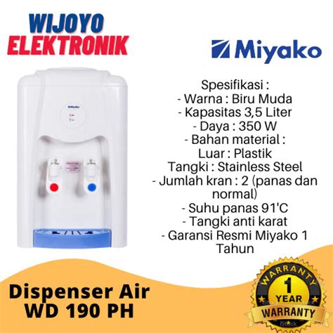 Jual Miyako Dispenser Galon Air Atas WD 190 PH Dispenser Air Super Hot Dan Normal Jakarta