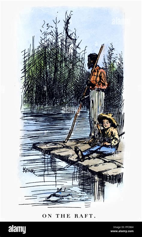 Clemens Huck Finn Nhuck And Jim On The Raft Drawing By Edward