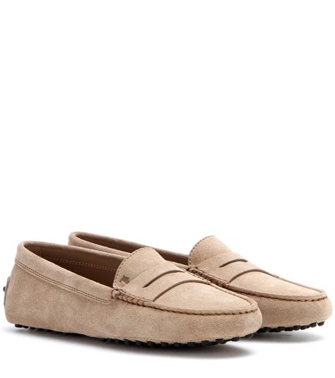 Tods Gommini Suede Driving Loafers In Natural Lyst