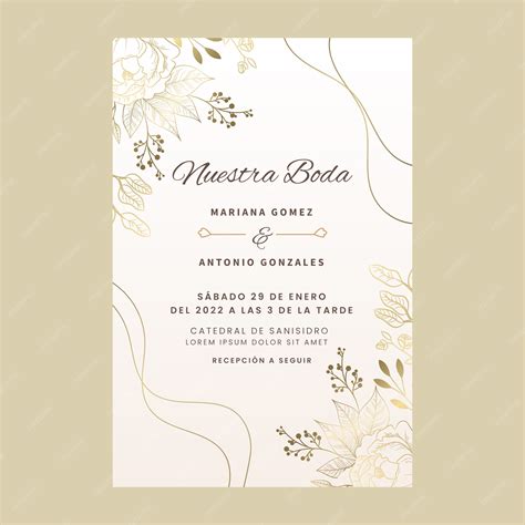 Invitaciones De Boda Gradiente En Español Vector Premium