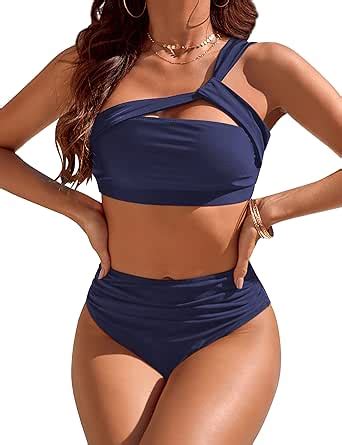 Amazon Blooming Jelly Women High Waisted Bikini Tummy Control Bathing Suits Ruched One