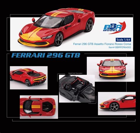 PRE ORDER NET BBR MODEL Ferrari 296 GTB Assetto Fiorano Rosso Corsa