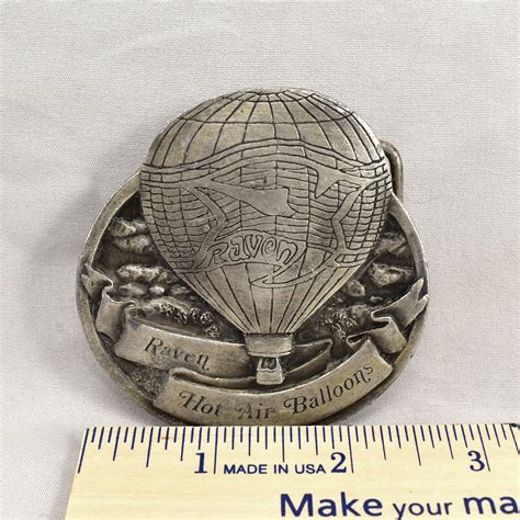 Vintage Belt Buckle Raven Hot Air Balloons USA Made By Bergamot Brass Works Gift Etsy