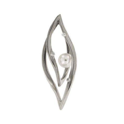 Mikimoto Diamond Tahitian Black Pearl White Gold Pendant Necklace At