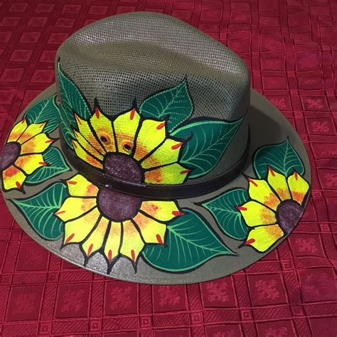 Hand Painted Handmade Hat Sombrero Artesanal Pintado Mexican Hand