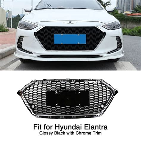 Front Bumper Grille For Hyundai Elantra Ad Honeycomb Mesh