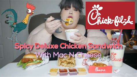 Chick Fil A Spicy Deluxe Chicken Sandwich And Mac N Cheese Mukbang Youtube