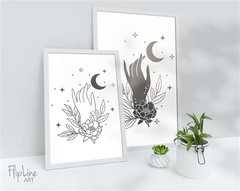 Witch Hands SVG PNG Celestial Clipart Moon Phases Flower By 4eka