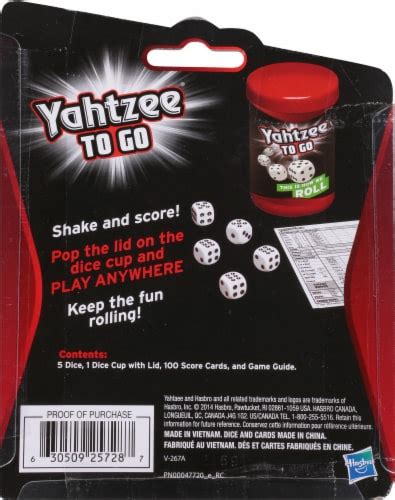 Hasbro Yahtzee To Go Game Ct Ralphs