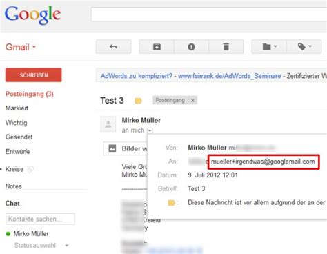 Google Mail Eigene Gmail Adresse verändern und ergänzen beliebig oft