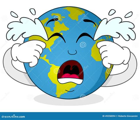 Sad Crying Earth Cartoon Character Stock Vector Illustration Of