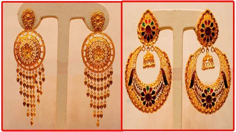 Latest Light Weight Gold Chandbali Earrings Designs Gold Jhumka Hoop