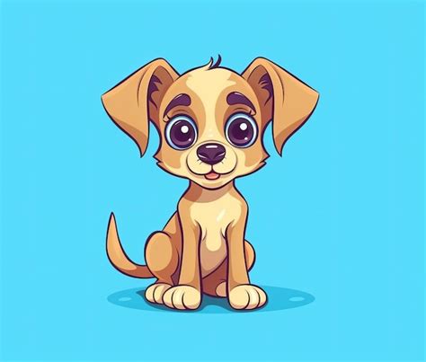 Um cão de desenho animado olhos grandes senta se sobre um fundo