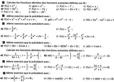 MathBox Exercices calcul de fonctions dérivées