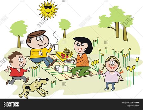 Happy Family Picnic Cartoon Vector & Photo | Bigstock