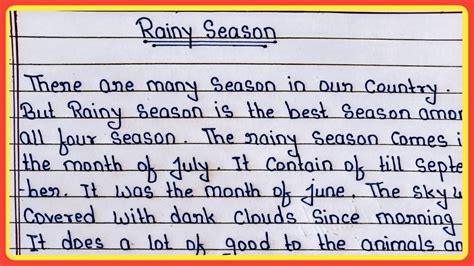 Rainy Season Essay In English Rainy Day Paragraph Rainy Season