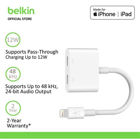 Belkin F8J198btWHT Lightning Audio Charge RockStar Shopee Malaysia