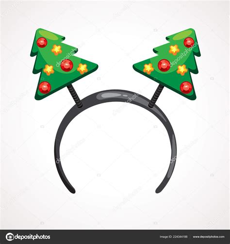 Cartoon Headband Icon With Christmas Tree Shape Ears Vector Illustration Stock Vector Image By