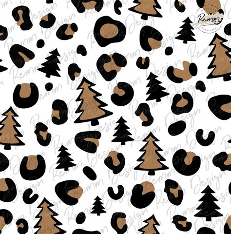 Leopard Print Christmas Tree Png Pattern Christmas Seamless Pattern