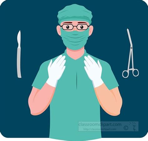 Medical Clipart Doctor Wearing Surgery Mask Gloves With Surgery Tools