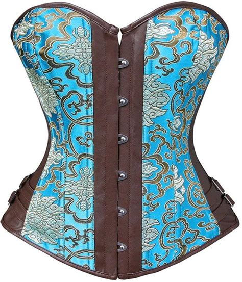 Mieder Party Damen Vollbrust Faux Leder Steampunk Corsage Elegante