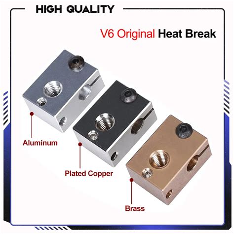 High Quality V6 Heater Block Plated Copper Brass PT100 3D Printer Parts