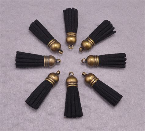 Tassels Pcs Black Suede Leather Tasselsfringe Tassels Faux Etsy