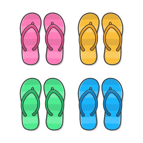 Premium Vector Flip Flops Colored Summer Slippers Summer Footwear