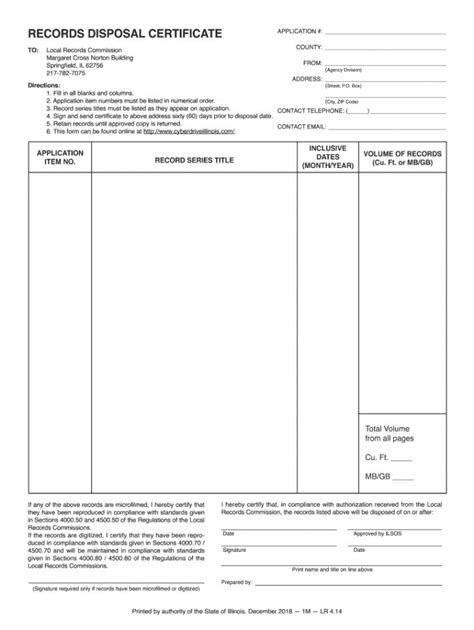 Certificate Of Disposal Template