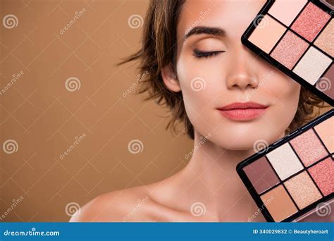 Cropped Photo Of Stunning Tender Lady Nude Shoulders Showing Palettes