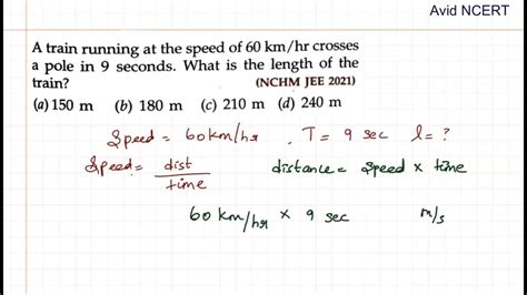 Nchm Jee 2021a Train Running At The Speed Of 60 Kmhr Crosses A Pole